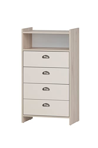 Schildmeyer Lindholm Highboard, Holzwerkstoff, Sandeiche Dekor/Cremebeige, 60,1 x 33 x 104 cm von Schildmeyer