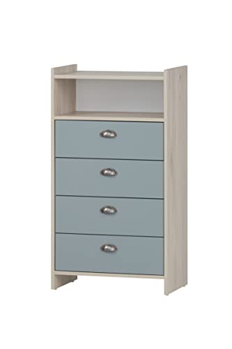 Schildmeyer Highboard Lindholm 154384, Sandeiche Dekor/Taubenblau, 60,1 x 33 x 104 cm von Schildmeyer