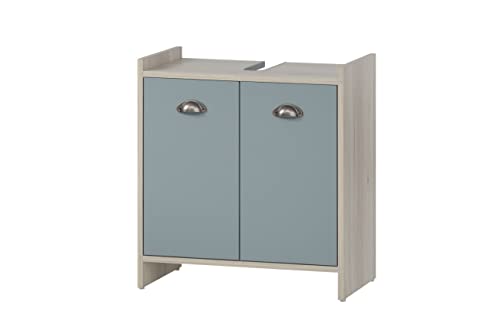 Schildmeyer Waschbeckenunterschrank Lindholm 154365, Sandeiche Dekor/Taubenblau, 56,9 x 33 x 62,4 cm von Schildmeyer
