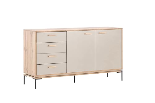 Schildmeyer Looks by Wolfgang Joop Sideboard G, Eiche Landhaus mit cremebeige, Holzwerkstoff, 154.6 x 45 x 85.7 cm, 701821 von Schildmeyer