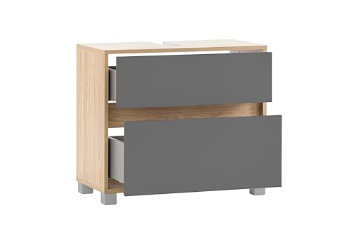Schildmeyer Mali Waschbeckenunterschrank 152757 Eiche hell Dekor/basaltgrau, 40,5 x 20,5 x 48,3cm von Schildmeyer