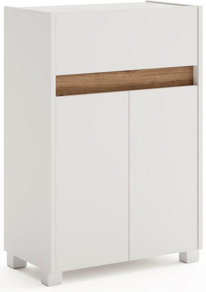 Schildmeyer Midischrank Cosmo, Breite 56 cm Grifflose Türöffnung, Traverse im Wildeiche-Dekor von Schildmeyer