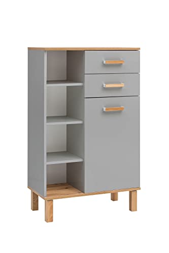 Schildmeyer Padua Highboard 148815, Platingrau/Eiche Landhaus Dekor, 67,0 x 35,0 x 114,5 cm (B/T/H) von Schildmeyer