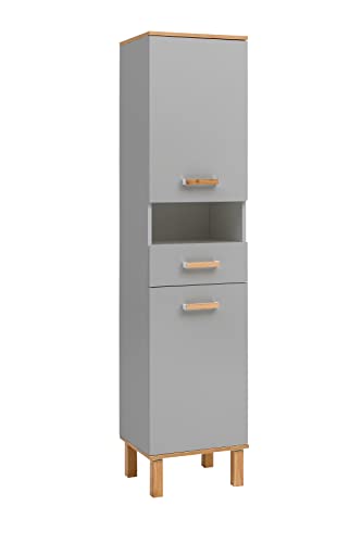 Schildmeyer Padua Hochschrank 148832, Platingrau/Eiche Landhaus Dekor, 40,4 x 35,0 x 178,5 cm (B/T/H) von Schildmeyer