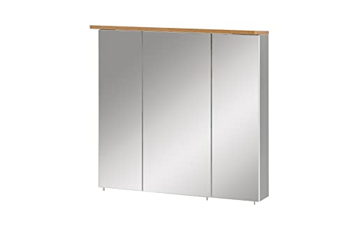 Schildmeyer Padua Spiegelschrank 148838, Platingrau/Eiche Landhaus Dekor, 70,5 x 16 x 72,3 cm (B/T/H) von Schildmeyer