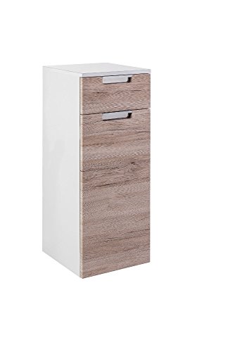 Schildmeyer Rilana 130479 Midischrank, weiß Glanz/Eiche Sanremo Dekor, 88,5 x 33 x 35 cm von Schildmeyer