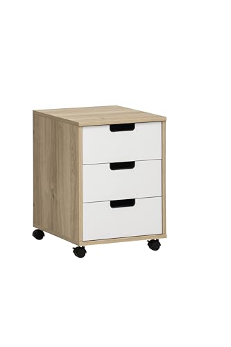 Schildmeyer Rollcontainer Emmik 159594, weißeiche Dekor/mattweiß, 40 x 50 x 57 cm von Schildmeyer