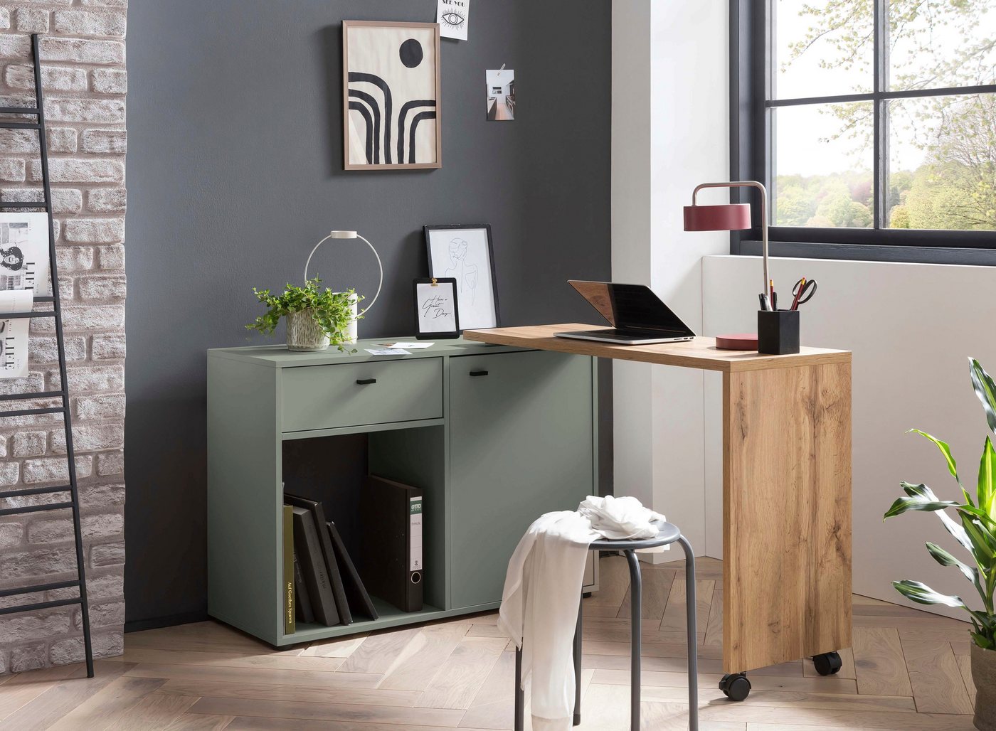 Schildmeyer Schreibtisch Tiny Working, praktisch im Home Office, Sideboard mit flexibler Arbeitsplatte von Schildmeyer
