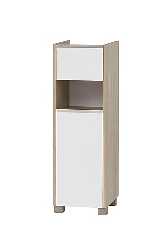 Schildmeyer Seitenschrank Juba 151663, Eiche hell Dekor/weiß matt, 30,2 x 33 x 94,7 cm von Schildmeyer