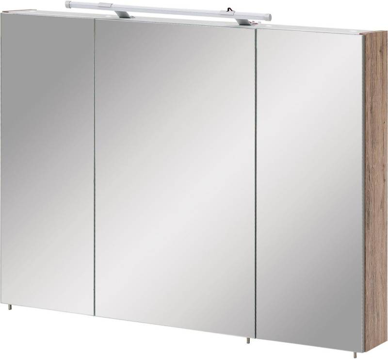 Schildmeyer Spiegelschrank Dorina, mit höhenverstellbaren Glasböden Breite 90 cm, 3-türig, LED-Beleuchtung, Schalter-/Steckdosenbox von Schildmeyer