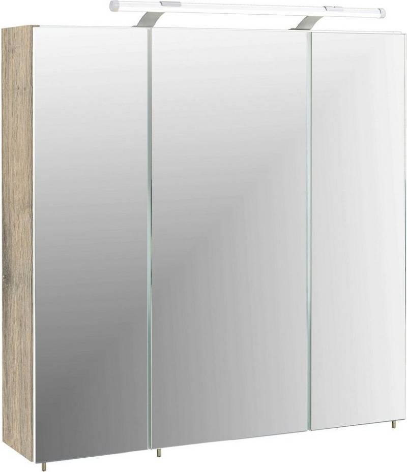 Schildmeyer Spiegelschrank Dorina, mit höhenverstellbaren Glasböden made in Germany Breite 70 cm, 3-türig, LED-Beleuchtung, Schalter-/Steckdosenbox von Schildmeyer
