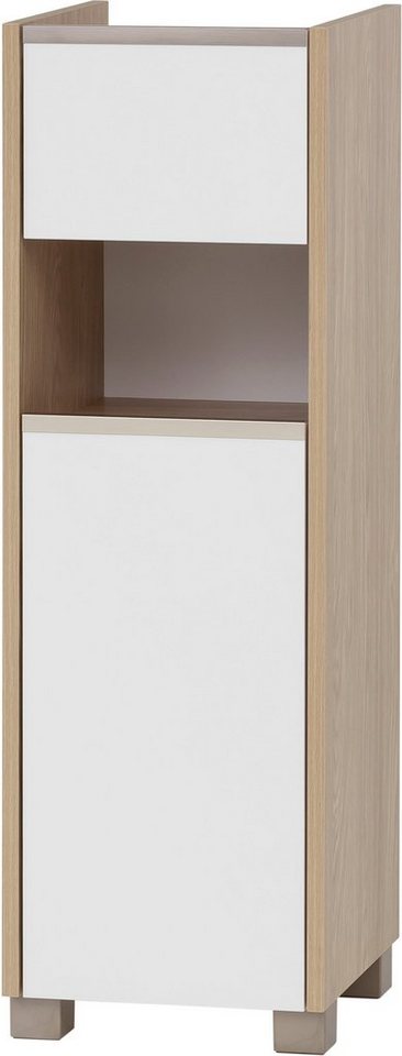 welltime Unterschrank Juba Breite 30,2 cm Eiche Hell Dekor mit fühlbarer Holzstruktur, Beschläge aus Metall von welltime
