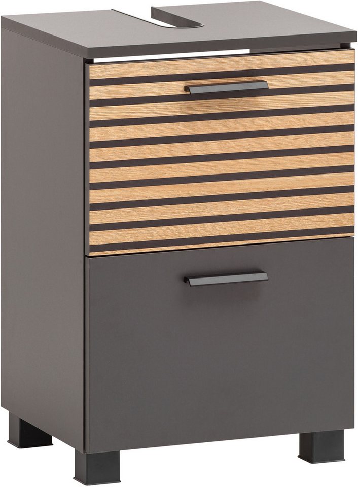 welltime Waschbeckenunterschrank Katta, Breite 40 cm Oberboden mit Siphonausschnitt, Klappenfront mit Akustikprint von welltime