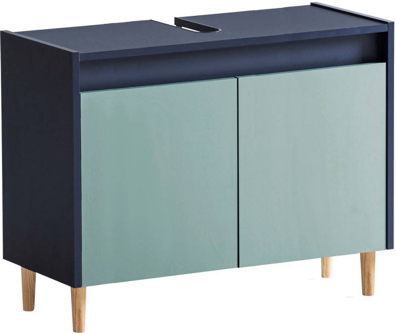 welltime Waschbeckenunterschrank Lovis, Breite 80 cm Metallbeschläge, Möbelfüße aus Massivholz von welltime