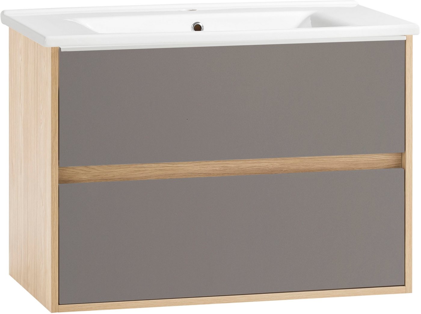 Schildmeyer Waschtisch Mali, Breite 85 cm, Holzdekor mit fühlbarer Struktur, Keramikbecken von Schildmeyer