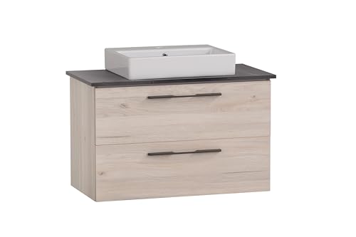 Schildmeyer Waschtisch Maxim 701846, eckiges Aufsatzbecken, sandeiche Dekor/Marmor Optik von Schildmeyer