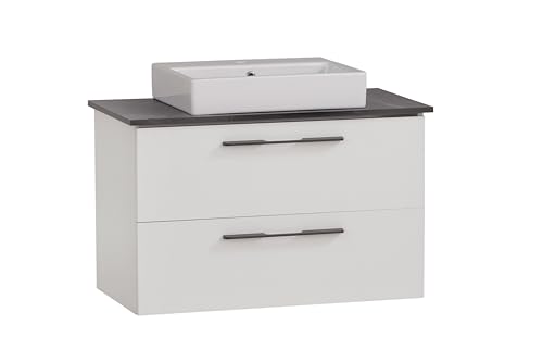 Schildmeyer Waschtisch Maxim 701858, eckiges Aufsatzbecken, weiß matt/Marmor Optik von Schildmeyer