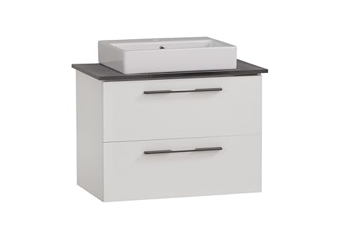 Schildmeyer Waschtisch Maxim 701861, eckiges Aufsatzbecken, weiß matt/Marmor Optik von Schildmeyer