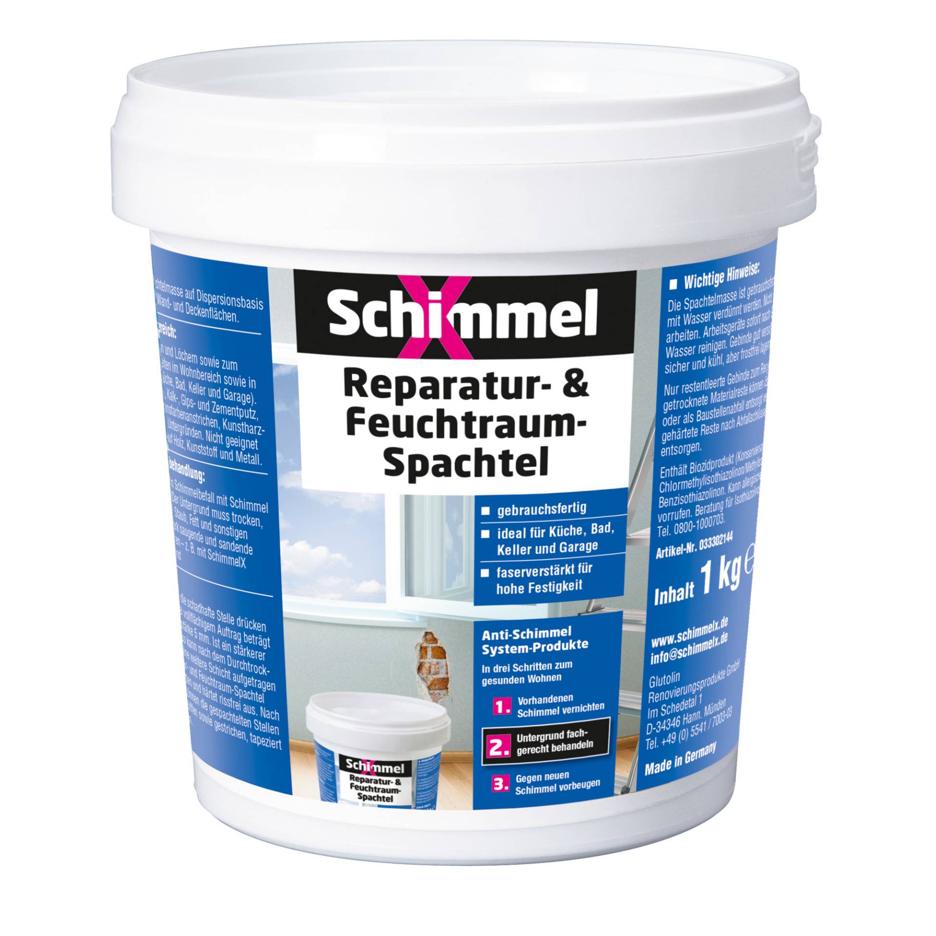 Reparatur- und Feuchtraumspachtel 'SchimmelX' weiß 1000 g Reparatur- und Feuchtraumspachtel 'SchimmelX' weiß 1000 g von SchimmelX