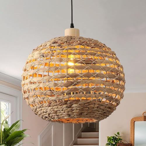 Boho Lampenschirm KüChe Insel Seegras Weben Lampe Schatten HäNgelampe Befestigung FüR Esszimmer 40Cm Hand-Gewebter HäNgende Deckenleuchte FüR Wohnzimmer Schlafzimmer Boho Lampenschirm KüChe Insel Seegras Weben Lampe Schatten HäNgelampe Befestigung FüR Esszimmer 40Cm Hand-Gewebter HäNgende Deckenleuchte FüR Wohnzimmer Schlafzimmer von Schindora