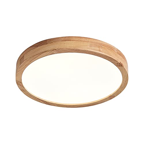 Schindora runde LED-Deckenleuchte aus Holz, dimmbar mit Fernbedienung, 28 W, 40 cm Durchmesser, für Wohnzimmer, Küche, Esszimmer, Haus, Büro, Kinderzimmer von Schindora