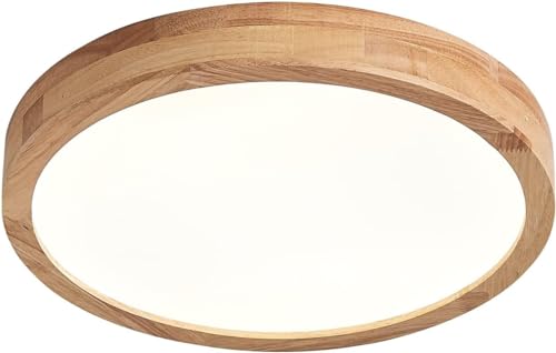 Schindora Holz LED Deckenleuchte, 21 W, Neutralweiß, 4500 K, 1600 lm, Runde Holz-Deckenleuchten Ø30 cm, Für Lounge, Wohnzimmer, Küche, Esszimmer, Flur, Zuhause, Büro, Kinderzimmer von Schindora