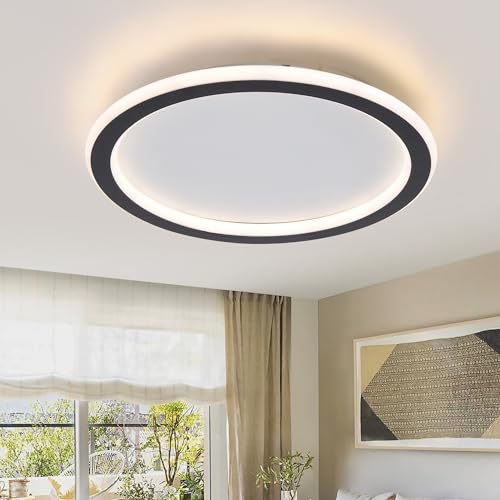 Schindora LED Deckenleuchte Dimmbar,36W Deckenlampe Schwarz Ø50CM LED Lampe FüR KüChe Mit Kontrolle Rund Wohnzimmerlampe FüR Decke Schlafzimmer BüRo Kinderzimmer Flur von Schindora