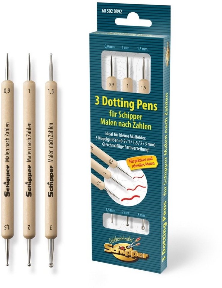 Schipper Malen nach Zahlen Malen nach Zahlen Zubehör 3 Dotting Pen´s doppelseitig 605020892 von Schipper