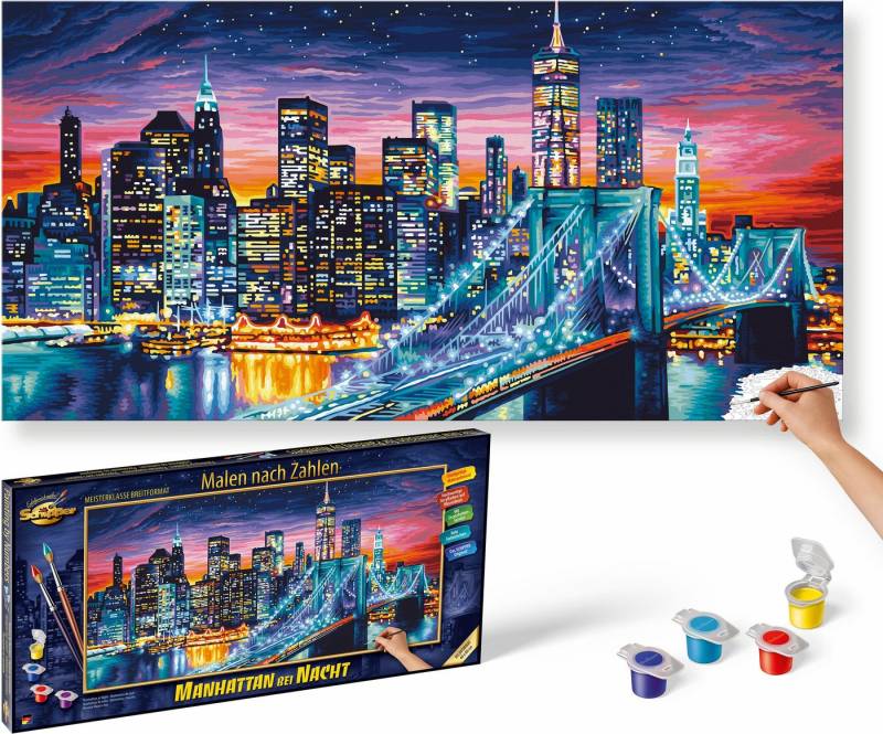 Schipper Malen nach Zahlen Meisterklasse Breitformat - Manhattan bei Nacht, Made in Germany von Schipper