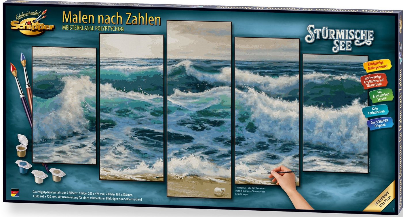 Schipper Malen nach Zahlen Meisterklasse Polyptychon - Stürmische See, Made in Germany von Schipper