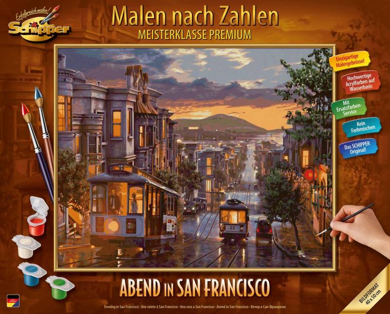 Schipper Malen nach Zahlen Meisterklasse Premium - Abendstimmung in San Francisco, Made in Germany von Schipper