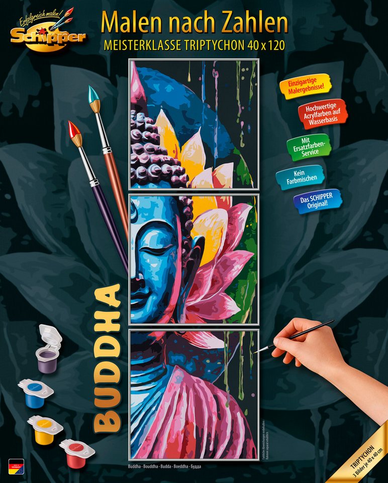 Schipper Malen nach Zahlen Meisterklasse Triptychon - Buddha, Made in Germany von Schipper