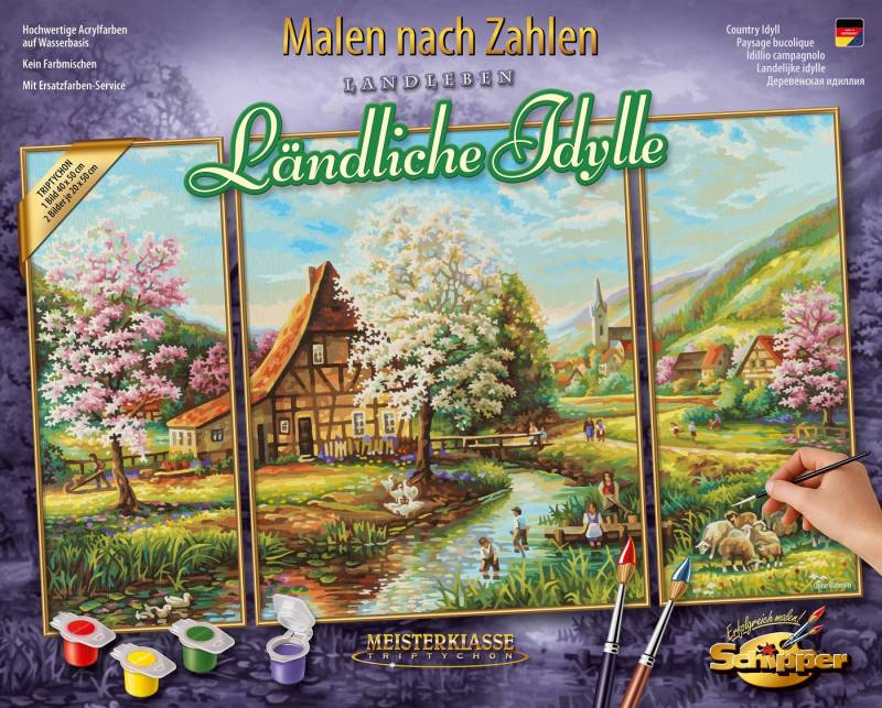 Schipper Malen nach Zahlen Meisterklasse Triptychon - Ländliche Idylle, Made in Germany von Schipper