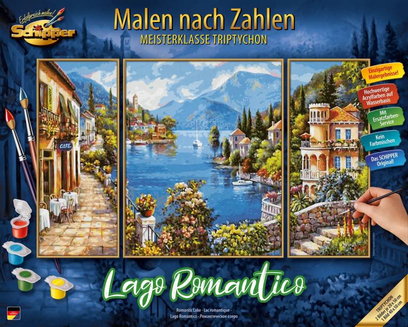 Schipper Malen nach Zahlen Meisterklasse Triptychon - Lago Romantico, Made in Germany von Schipper