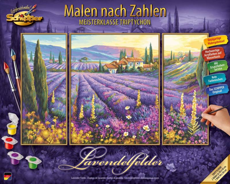 Schipper Malen nach Zahlen Meisterklasse Triptychon - Lavendelfelder, Made in Germany von Schipper