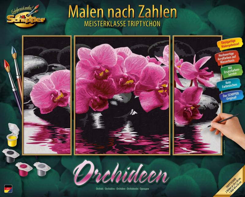 Schipper Malen nach Zahlen Meisterklasse Triptychon - Orchideen, Made in Germany von Schipper