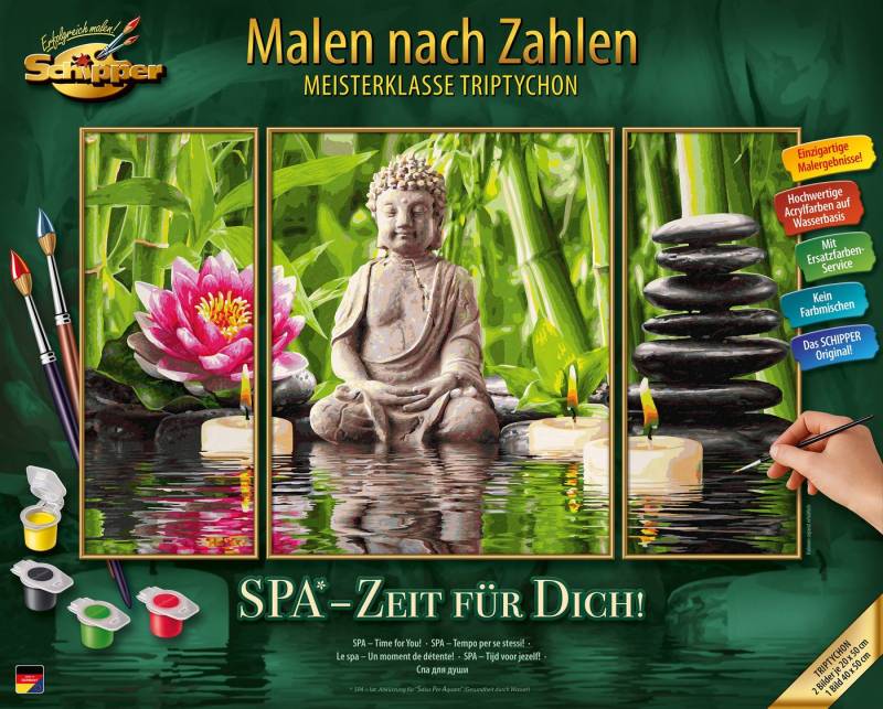 Schipper Malen nach Zahlen Meisterklasse Triptychon - SPA - Zeit für Dich!, Made in Germany von Schipper