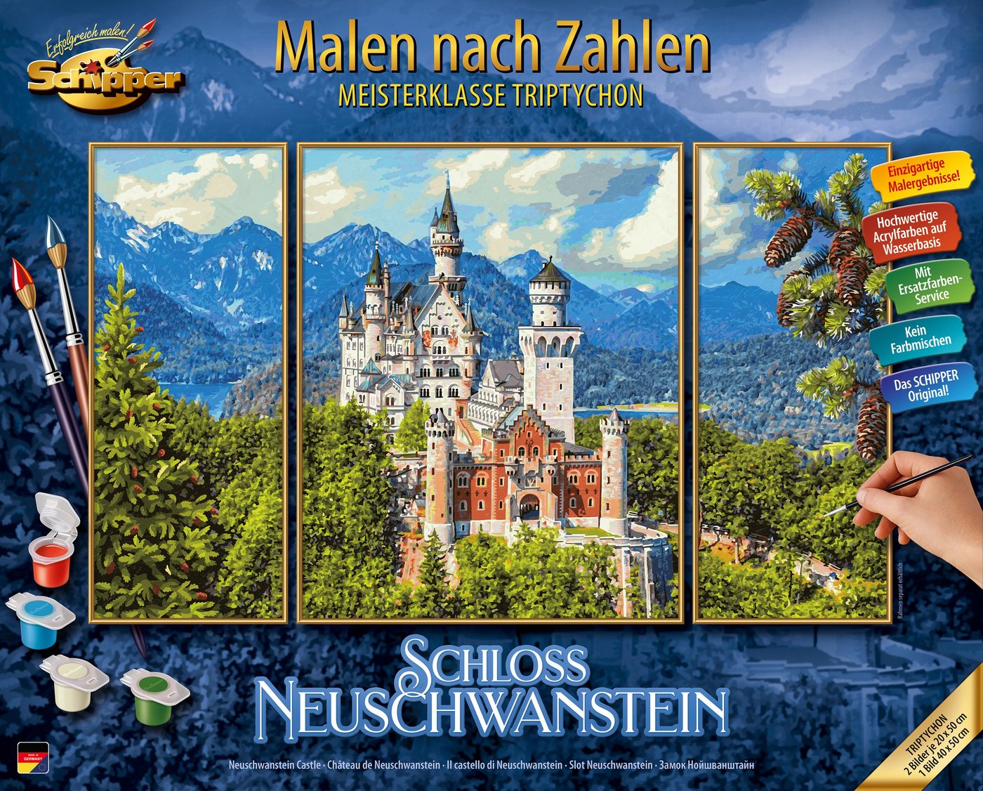 Schipper Malen nach Zahlen Meisterklasse Triptychon - Schloss Neuschwanstein, Made in Germany von Schipper