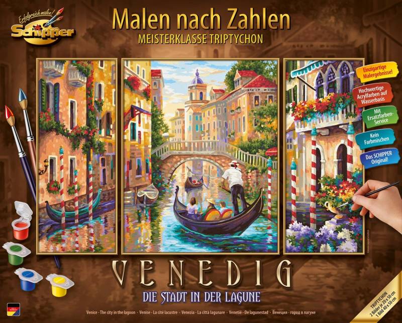 Schipper Malen nach Zahlen Meisterklasse Triptychon - Venedig - Die Stadt in der Lagune, Made in Germany von Schipper