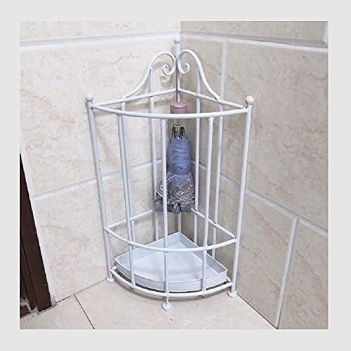 Schirmständer Indoor-Eisen-Regenschirm-Ständer,Flur-Ecke-Regenschirm-Stand Geeignet for Kleine Wohnung,Umbrella Organizer Mit Tropfablage for 8 Regenschirme (Color : White) von Schirmständer