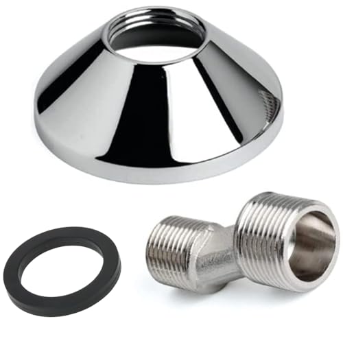 Schläfer 67227-C | S-Anschluss Exzenter 21 mm (R 1/2) x 26,4 mm (R 3/4) mit Messing-Gewinderosette, Chrom Adapter für Wandarmatur, Retrogroup, Waschbecken, Badewanne, Dusche von Schläfer