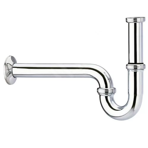 Schläfer | 3439500 - Universal Siphon für Waschbecken & Waschtisch, Röhrengeruchsverschluss in 1 1/4 x Ø 32 mm, Chrom Geruchsverschluss für Waschbecken, Höhenverstellbar mit Wandrosette von SCHLÄFER