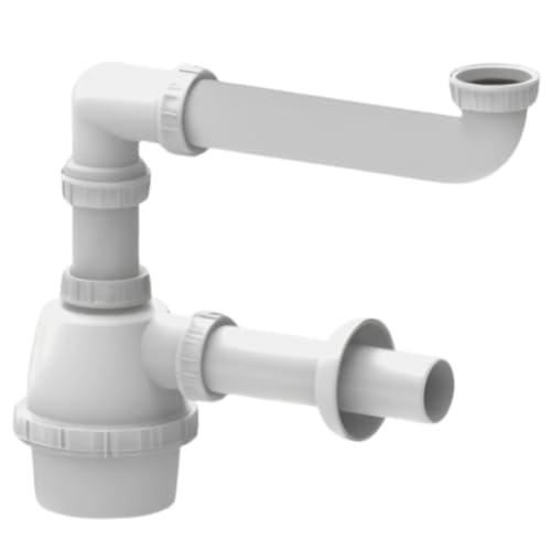 Schläfer 4395301 | Universal-Raumsparsiphon 1 1/2" - Ø 40 mm für Spülbecken - Platzsparender Siphon für Küche - Raumsparende Ablaufgarnitur. weiß von Schläfer