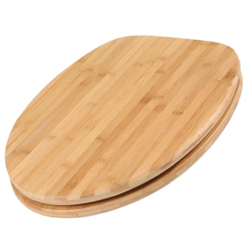 Schläfer 4637154 | Universeller Bambus-Toilettensitz, Bambus-Holzsitz mit verstellbaren Stahlscharnieren, ovale Form echter Bambus-Toilettendeckel. von Schläfer