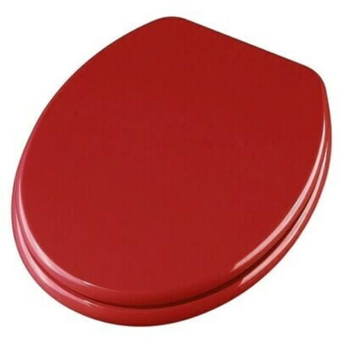 Schläfer 4638103 | Universeller roter WC-Sitz aus Mdf, WC-Abdeckung, "Weser" ovaler WC-Sitz aus Holz, verstellbare Metallscharniere von Schläfer