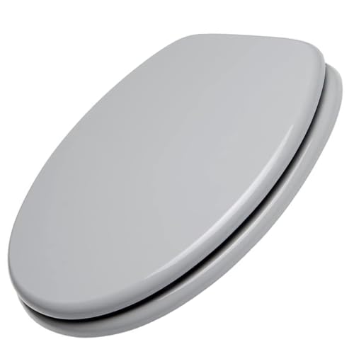 Schläfer 4638166 | Manhattan Grau Universal WC-Sitz, WC-Sitz, WC-Sitz, ovale Form "Weser" WC-Sitz aus Holz WC-Sitz, verstellbare Metallscharniere von Schläfer