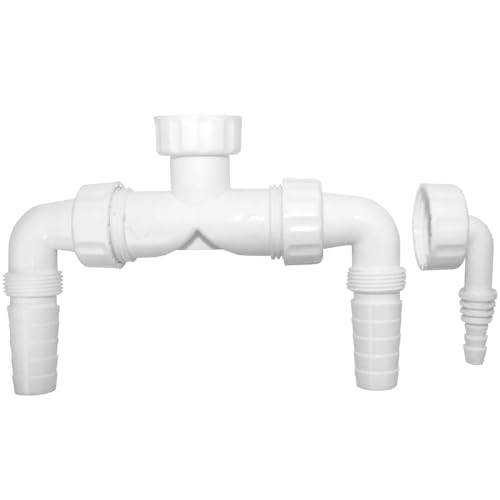 Schläfer 655823 | Doppelte Ablassarmatur für Waschmaschine und Trockner zusammen oder Geschirrspüler mit Rückschlagventilen, für 1" Einbausiphons, Farbe weiß Schläfer 655823 | Doppelte Ablassarmatur für Waschmaschine und Trockner zusammen oder Geschirrspüler mit Rückschlagventilen, für 1" Einbausiphons, Farbe weiß von Schläfer