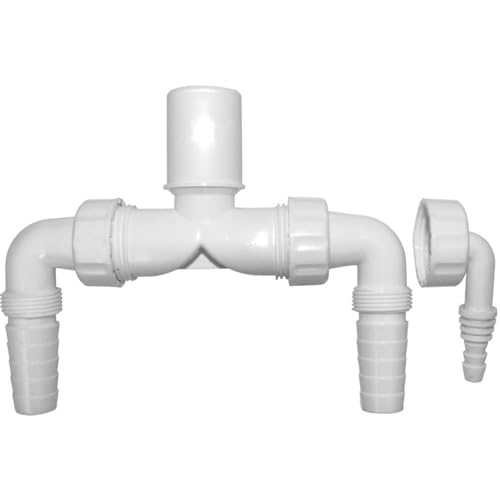 Schläfer 655825 | Doppelverschraubung für Waschmaschinen- und Trocknerablauf DN32 (Ø 32mm) mit Rückschlagventilen, Y-Verschraubung, Farbe weiß von Schläfer