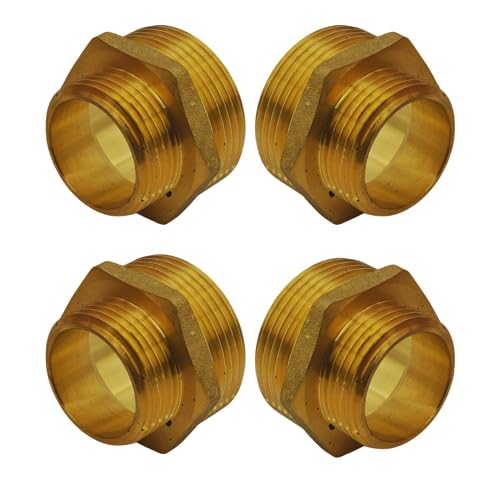 Schläfer | Doppelnippel aus Messing mit weiblichem Anschluss in verschiedenen Größen Stück:, 4, Größe: 1 1/4" x 1" von Schläfer