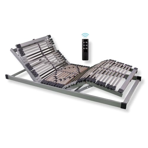 ErgoPlus elektrischer Lattenrost - Top Ergonomie - Made in Germany - 7 Zonen - Härteregulierung - orthopädisch - fertig montiert - Kopf- & Fußteil verstellbar mit Motor - Funkfernbedienung (90x220) von Schlaf Komfort
